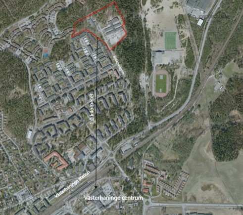 Karta som visar planområdet för Åby 1:136