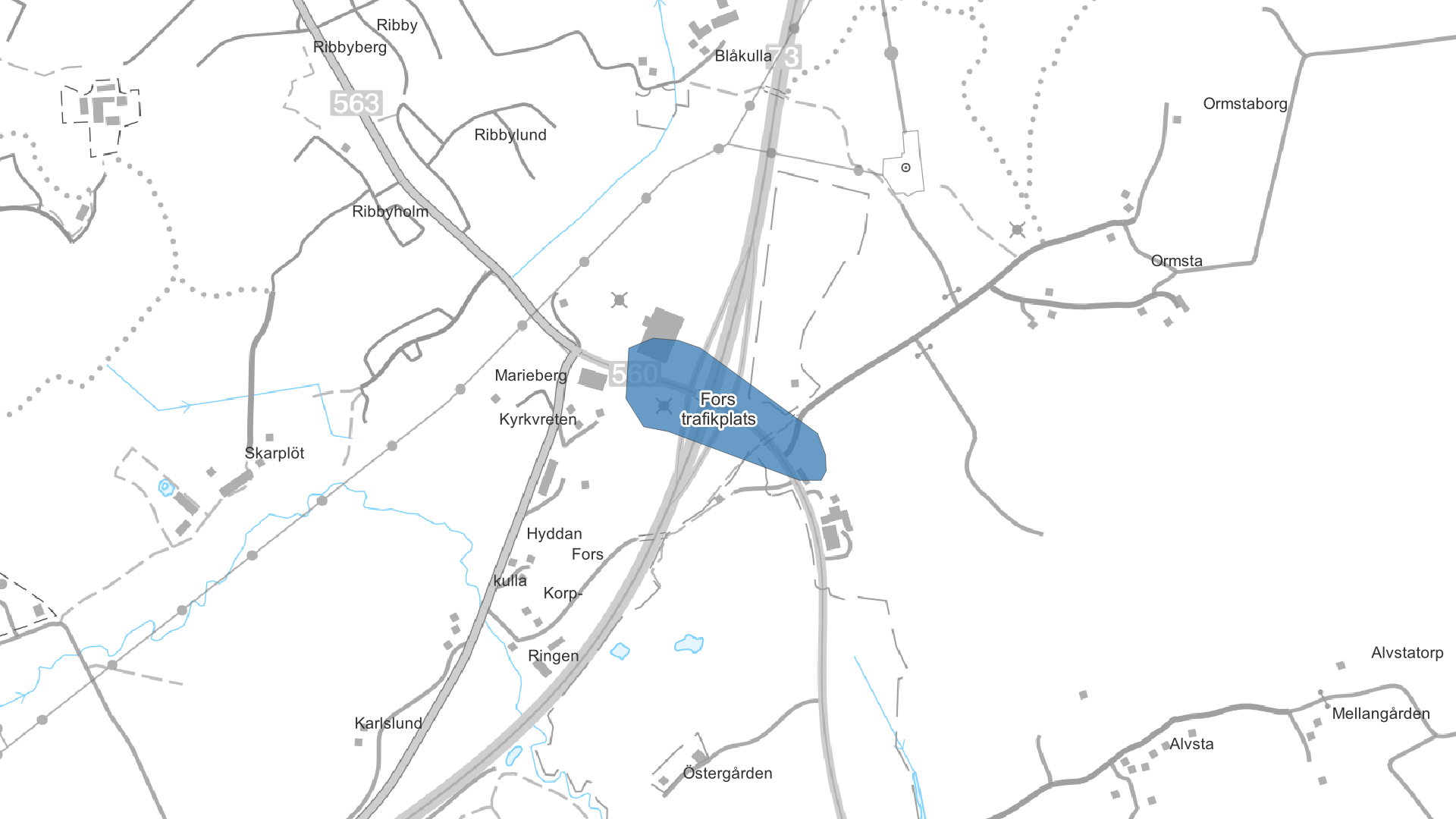 Karta med Fors verksamhetsområde utmarkerat